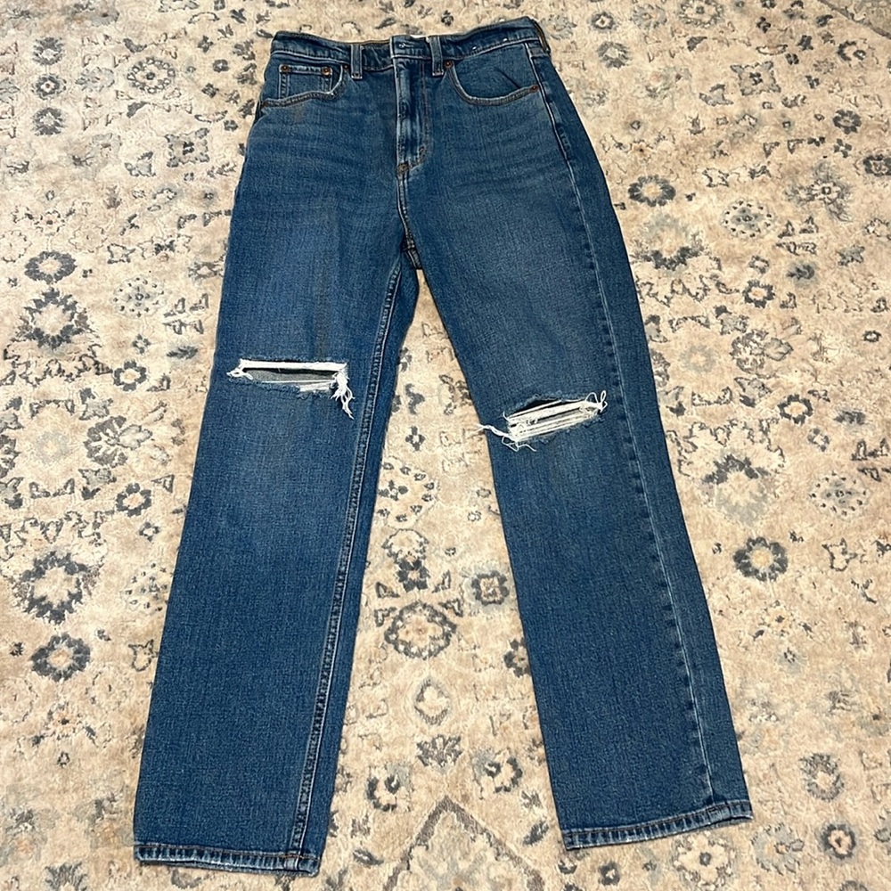 Ankle straight ultra high rise jeans
